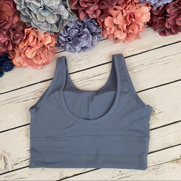 Ocean Blue Yoga Sport Halter Low Back Crop Top - Picture 14 of 16